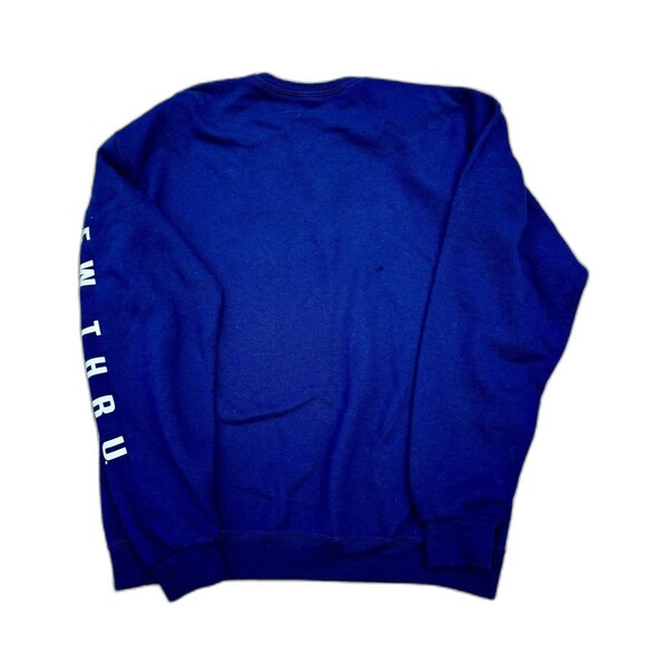 Vintage 80s Brew Thru OBX Blue Surfer Sleeve Spell Out Sweatshirt Sz Large - Picture 2 of 3